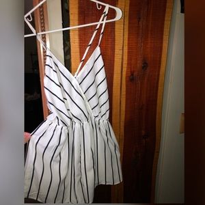 Super cute White & Black Striped Romper.